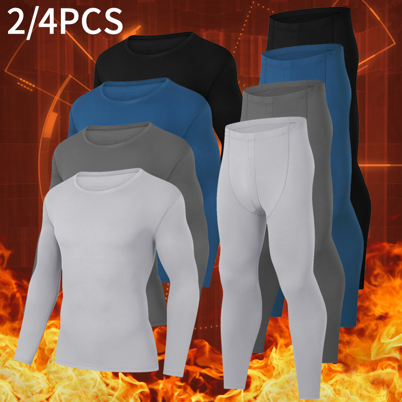 AliExpress 2/4 Piece Men's And Teenagers' Thermal Underwear Set Simple And Fashionable Long Sleeve Bottoming Shirt Elastic Waist Trousers P