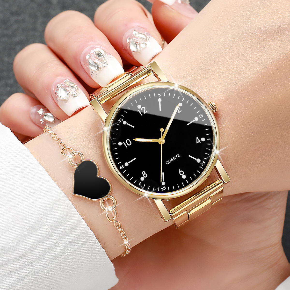 AliExpress Women's Arabic Dial Quartz Watch Set with Bracelets, view 2