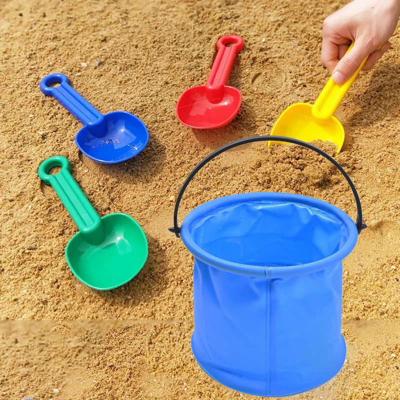 AliExpress 2/4pcs Folding Bucket Art Pen Washing Bucket Handheld Toys Outdoor Beach Sand Pool Leisure Toys Portable Fishing Tools, view 3
