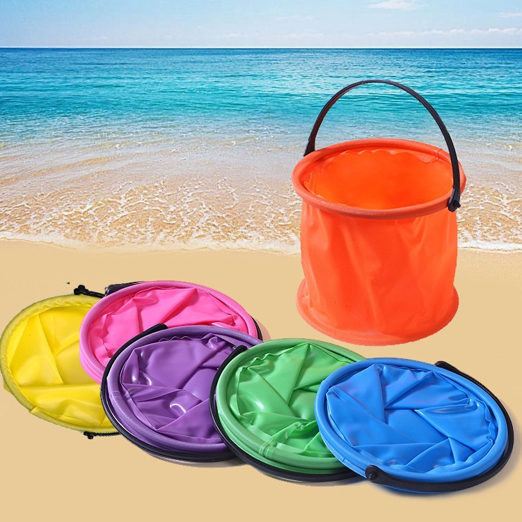 AliExpress 2/4pcs Folding Bucket Art Pen Washing Bucket Handheld Toys Outdoor Beach Sand Pool Leisure Toys Portable Fishing Tools, view 4