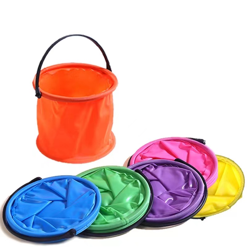 AliExpress 2/4pcs Folding Bucket Art Pen Washing Bucket Handheld Toys Outdoor Beach Sand Pool Leisure Toys Portable Fishing Tools, view 6