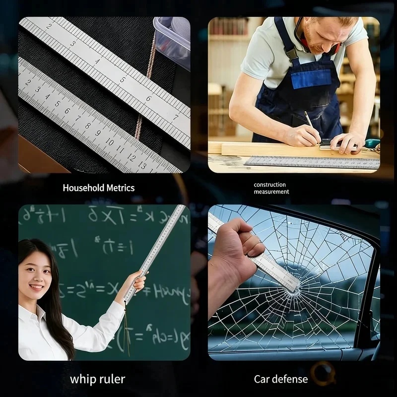 AliExpress 2.5mm Forged Longquan Steel Ruler 50cm Thickened Multi‑Purpose Car Tool for Measuring & Daily Self‑Defense, view 3