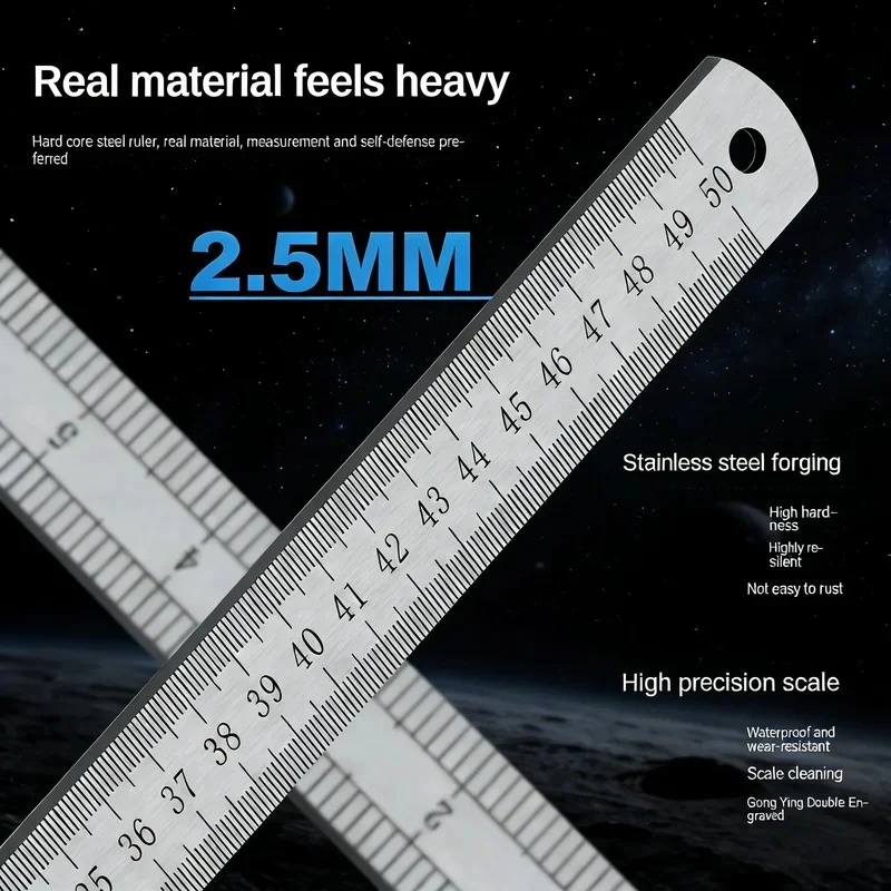 AliExpress 2.5mm Forged Longquan Steel Ruler 50cm Thickened Multi‑Purpose Car Tool for Measuring & Daily Self‑Defense, view 4