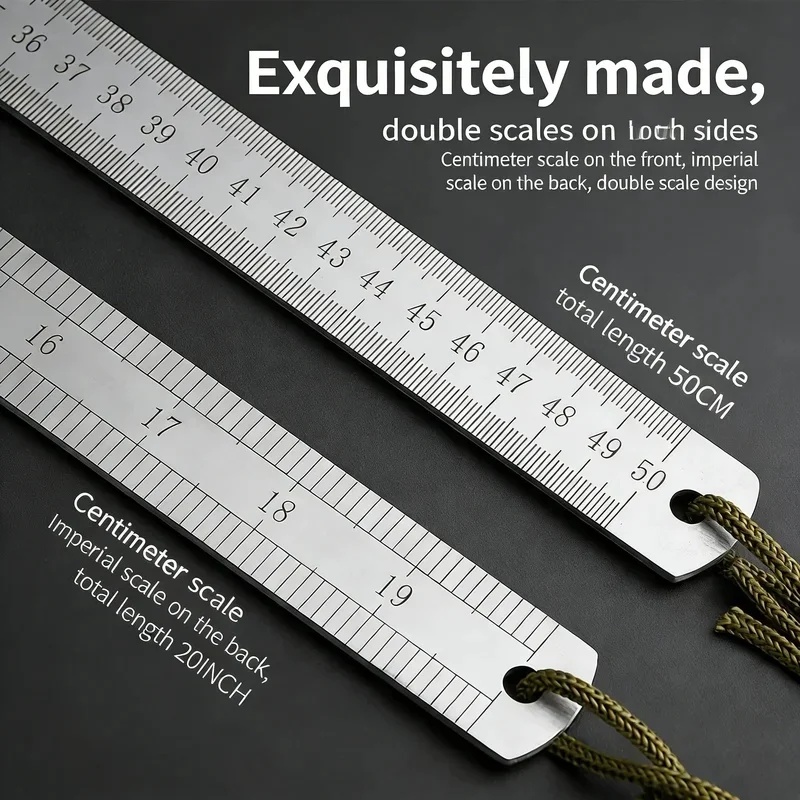 AliExpress 2.5mm Forged Longquan Steel Ruler 50cm Thickened Multi‑Purpose Car Tool for Measuring & Daily Self‑Defense, view 5