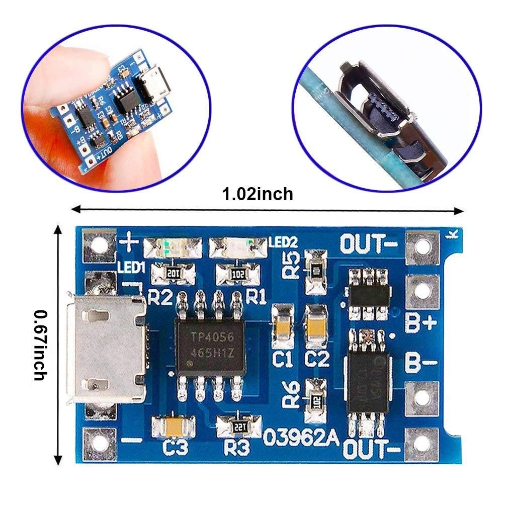 AliExpress 2/5PCS 5V 1A Micro/Type-c/Mini 18650 TP4056 Lithium Battery Charger Module Charging Board With Protection Dual Functions Li-ion, view 3