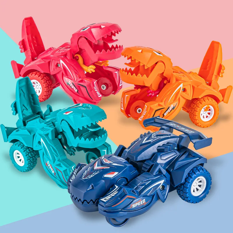 AliExpress 2 IN 1 Dinosaur Deformation Car Model Toy For Boys One Step Action Collision Transformation Mini Vehicles Toy Gift for Children, view 2