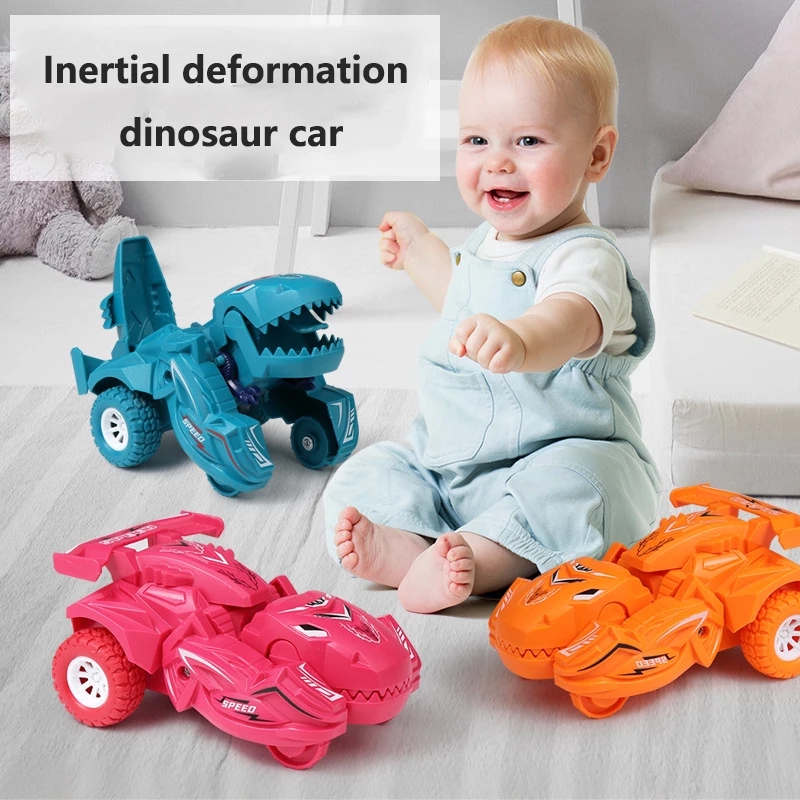 AliExpress 2 IN 1 Dinosaur Deformation Car Model Toy For Boys One Step Action Collision Transformation Mini Vehicles Toy Gift for Children, view 3