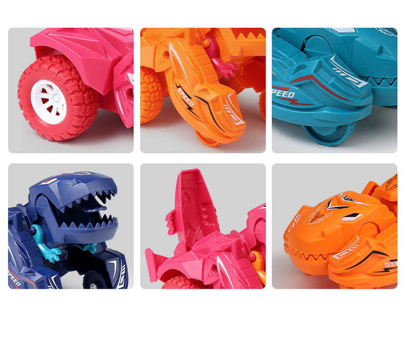 AliExpress 2 IN 1 Dinosaur Deformation Car Model Toy For Boys One Step Action Collision Transformation Mini Vehicles Toy Gift for Children, view 4
