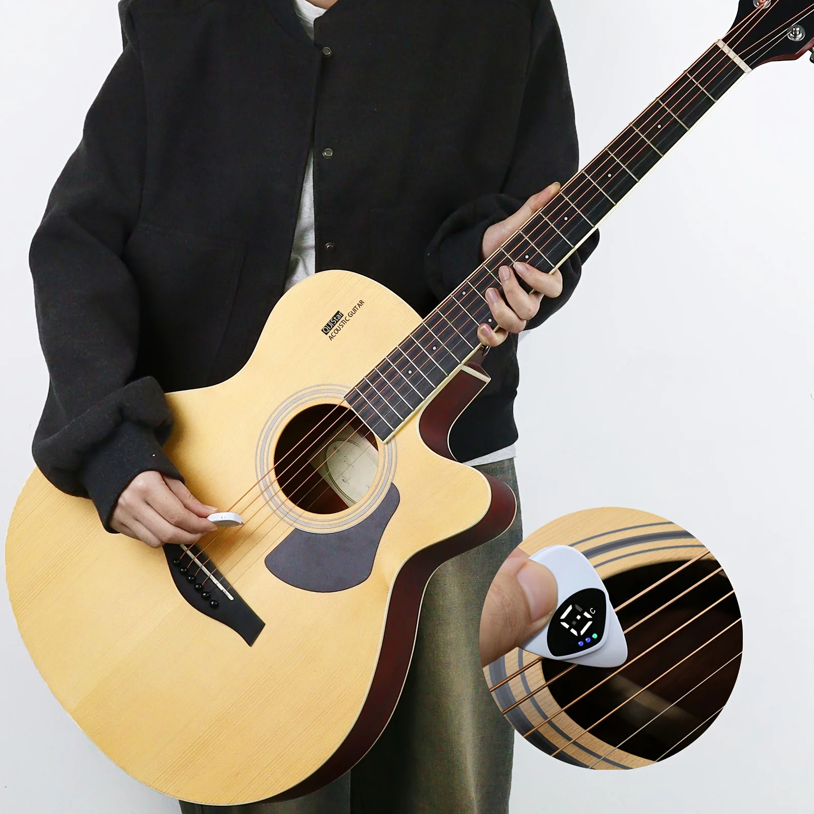 AliExpress 2-in-1 Guitar Pick & Tuner - Portable, Multi-Purpose Pitch Calibrator for Folk Guitars and Ukuleles, 12-Tone Equal Temperament,, view 2