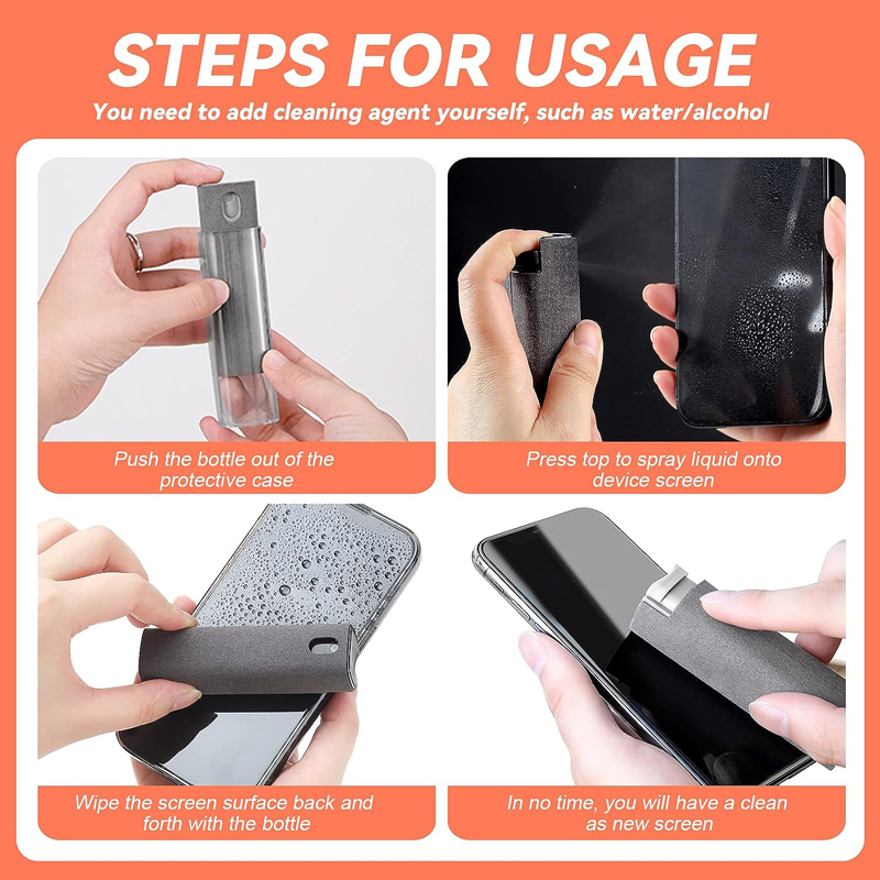 AliExpress 2 in 1 Microfiber Screen Cleaner Spray Bottle Mobile Phone Tablet Computer Microfiber Cloth Cleaning Wipes For iPhone Samsung Mi, view 6