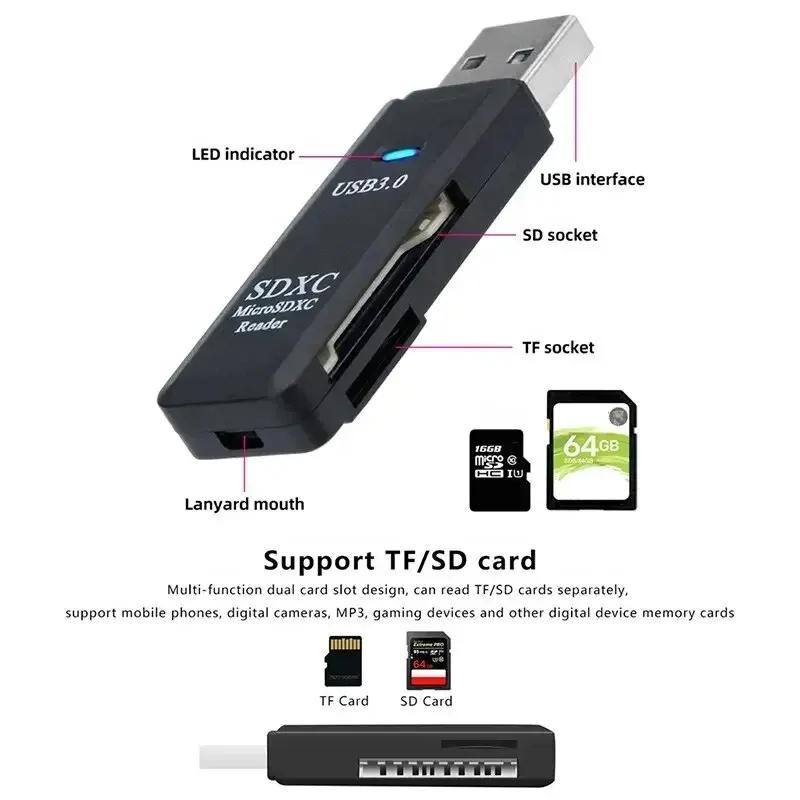 AliExpress 2-in-1 Multi Functional USB 3.0 Card ReaderMiniSD TFMemoryCardReaderUSBFlashDrive CardreaderAdapter For PCLaptops Accessories, view 4