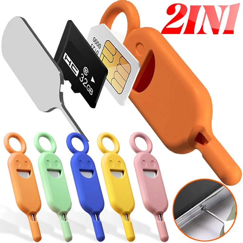 AliExpress 2 IN 1 SIM Card Removal Needle Pin with Protector Holder Anti-Lost Phone SIM Cards Storage Case Tray Ejector Needle Opener