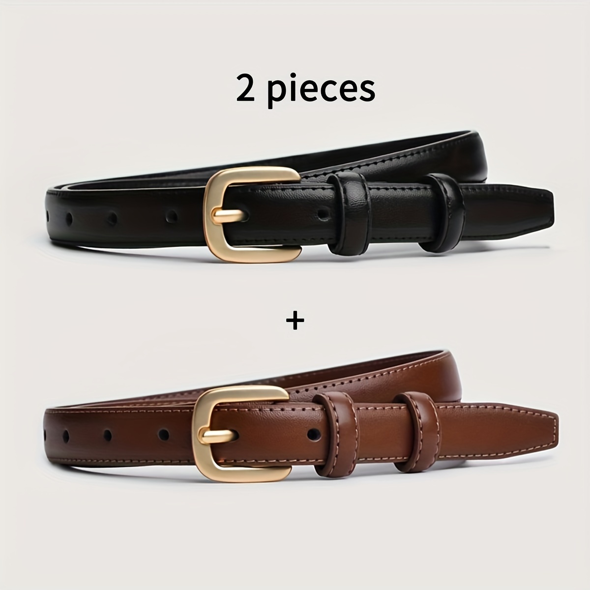 AliExpress 2-pack Casual Fashion Belt with Simple and High-end Feel, Needle Buckle Double Loop Belt Suitable for Daily Wear
