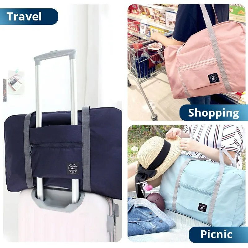 AliExpress 2 Pack Foldable Travel Duffel Bag for Airlines Carry on Bag Weekender Overnight Hospital Tote Bag Gym Duffel Bag Women Men, view 5