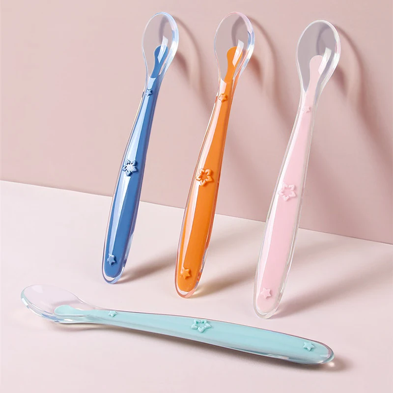 AliExpress 2 Pcs Baby Silicone Spoon Learning Spoon Set Stars Tableware Kids Soft Silicone Feeding Spoon Training Baby Reborn Silicone