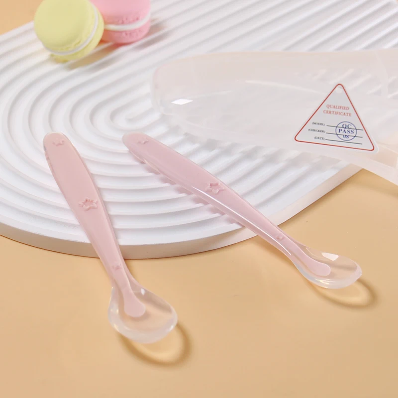 AliExpress 2 Pcs Baby Silicone Spoon Learning Spoon Set Stars Tableware Kids Soft Silicone Feeding Spoon Training Baby Reborn Silicone, view 2