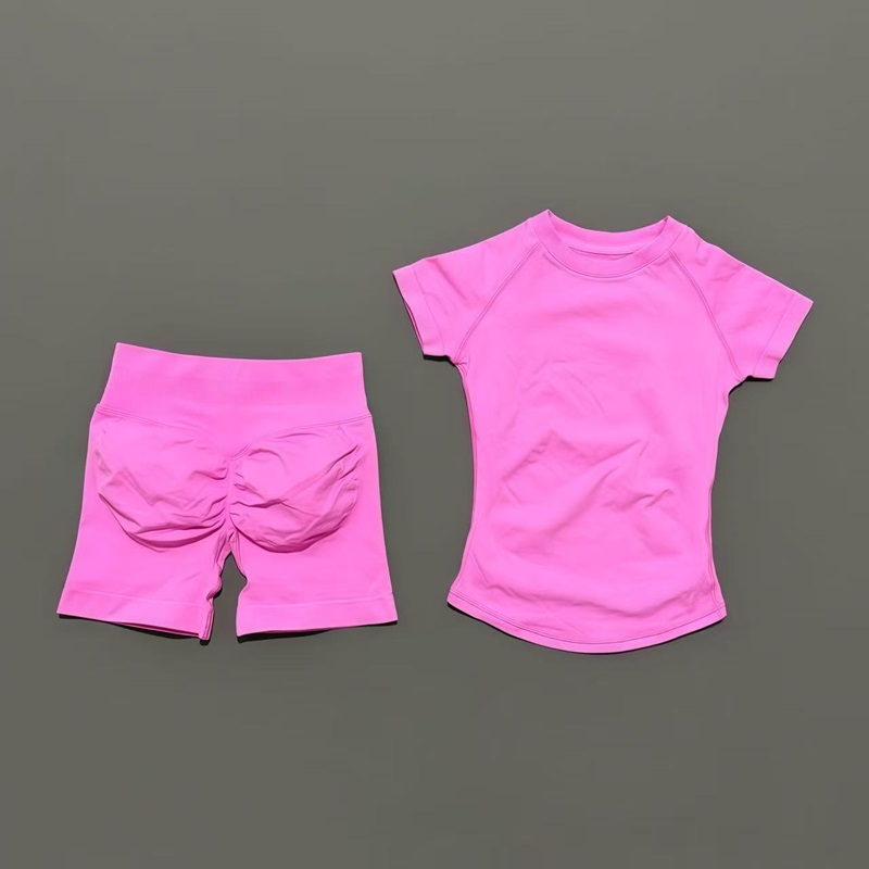 AliExpress 2 Pcs HISTELLO Sports Gym Sets Short Sleeve Seamless Yoga Clothing Fitness Set Women Workout Running Sports Short Leggings Suit, view 5