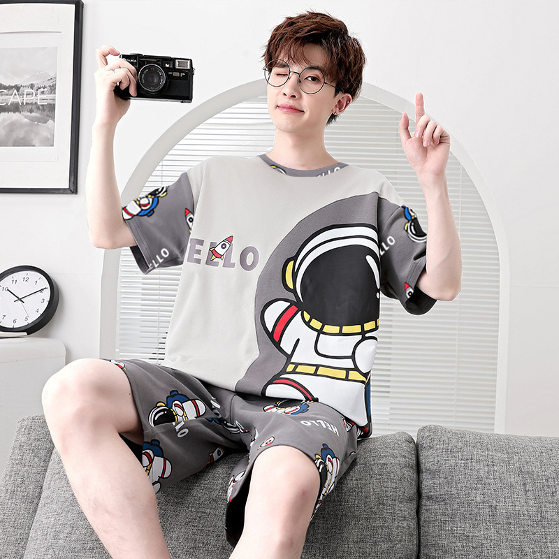 AliExpress 2 Piece Set Sleepwear Men Large Size Youth Pajamas Striped Bear Home Wear Man Nightwear Loungewear Comforts Breathable Casual, view 3