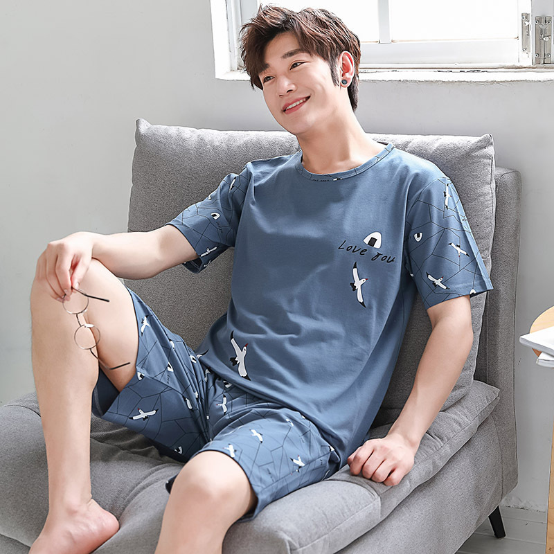 AliExpress 2 Piece Set Sleepwear Men Large Size Youth Pajamas Striped Bear Home Wear Man Nightwear Loungewear Comforts Breathable Casual, view 4