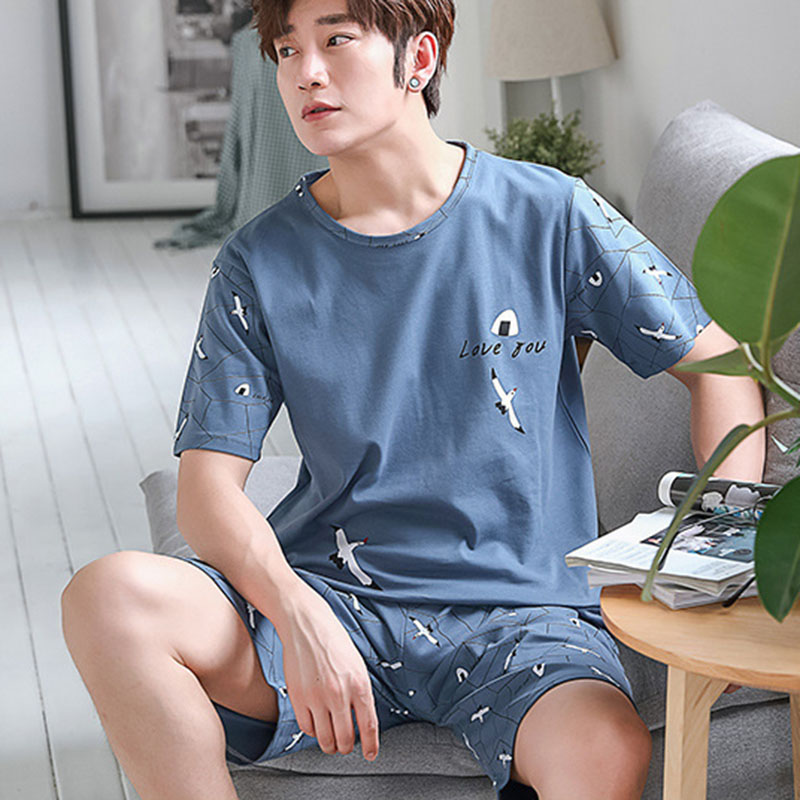AliExpress 2 Piece Set Sleepwear Men Large Size Youth Pajamas Striped Bear Home Wear Man Nightwear Loungewear Comforts Breathable Casual, view 5