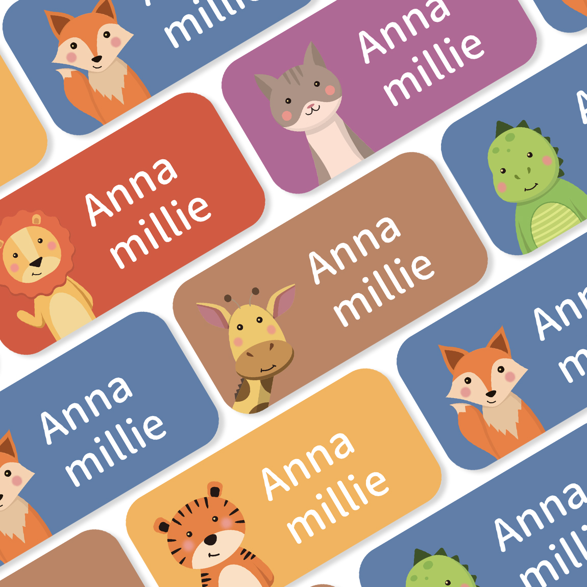 AliExpress 2 Sheets 72pcs Personalized Name Stickers with Cute Animal, Waterproof Custom Labels for Kids’ School, Water Bottles, Books