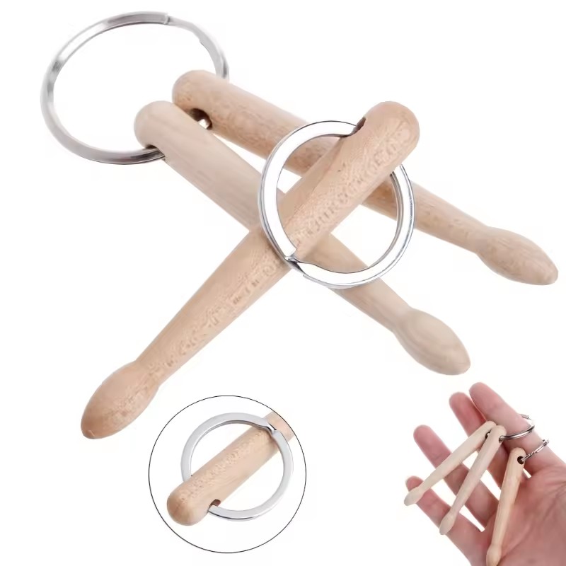 AliExpress 2 Types Wood Mini Drum Sticks Keychain Drumsticks Key Ring Chain Keyfob Percussion Gift Key Chain Fashion Hanging Accessories