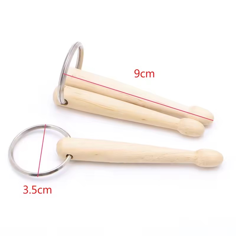 AliExpress 2 Types Wood Mini Drum Sticks Keychain Drumsticks Key Ring Chain Keyfob Percussion Gift Key Chain Fashion Hanging Accessories, view 3