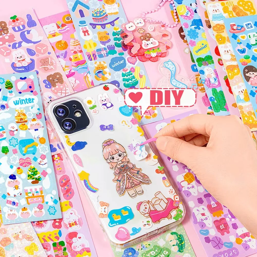 AliExpress 20-1000 PCS Cute Stickers Kawaii Cartoon Laser Sticker No Repeat for Diary Kid DIY School Students Decoration Stationery, view 2