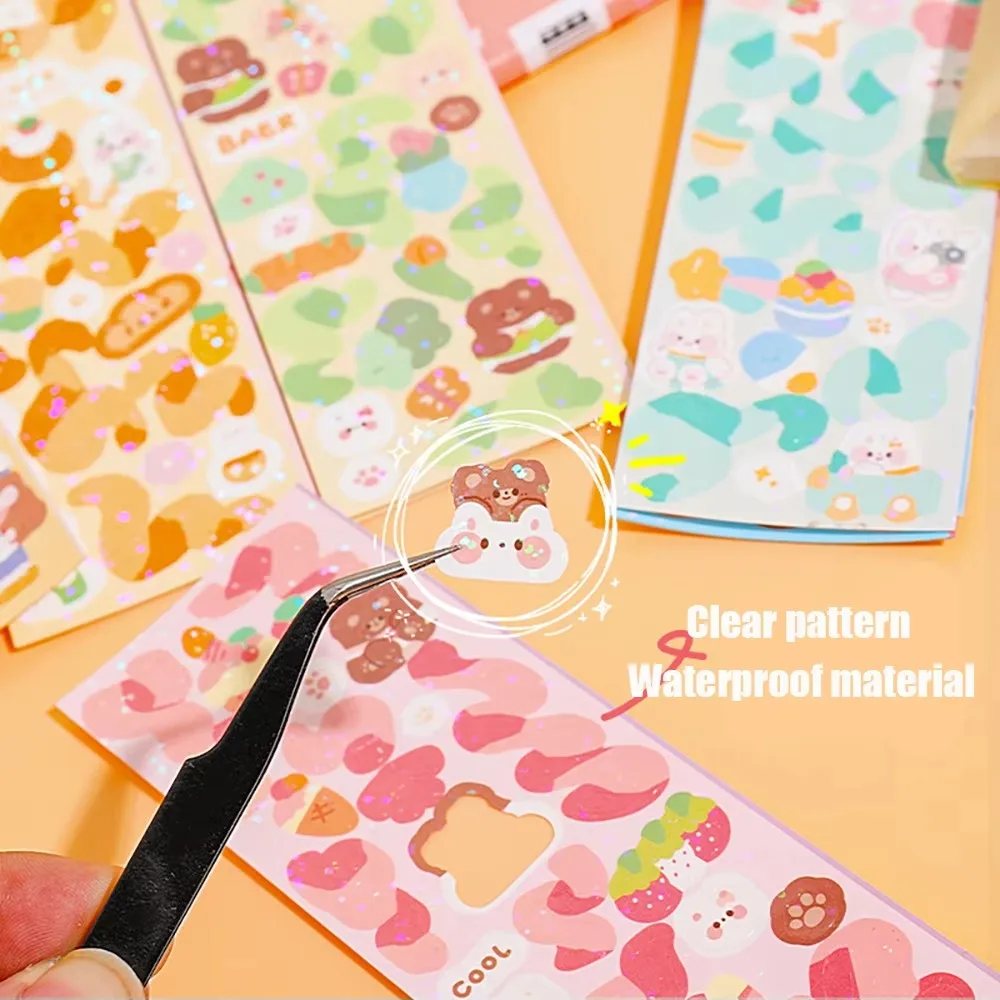 AliExpress 20-1000 PCS Cute Stickers Kawaii Cartoon Laser Sticker No Repeat for Diary Kid DIY School Students Decoration Stationery, view 4