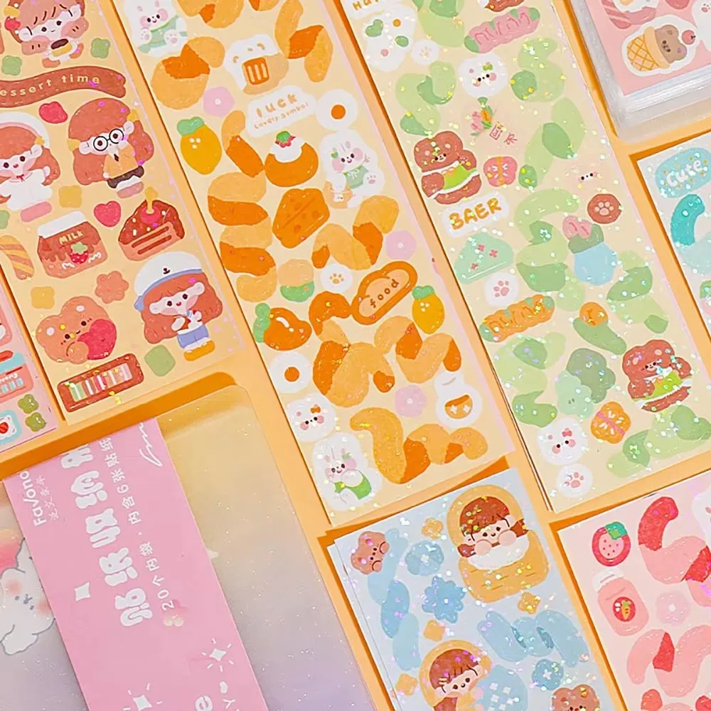 AliExpress 20-1000 PCS Cute Stickers Kawaii Cartoon Laser Sticker No Repeat for Diary Kid DIY School Students Decoration Stationery, view 5