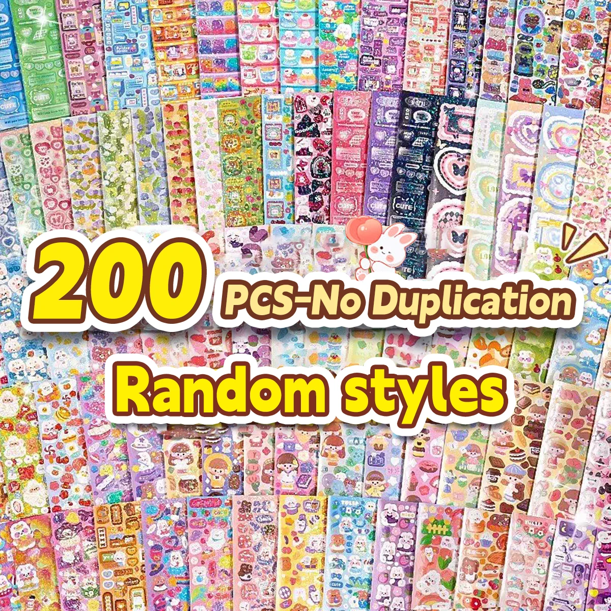 AliExpress 20-200 PCS Goo Card Cute Stickers Kawaii Cartoon Laser Sticker No repeat for Diary DIY School Students Decoration Stationery