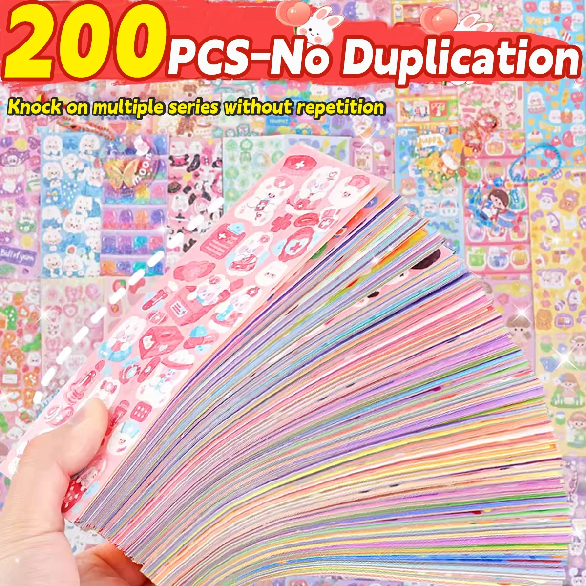 AliExpress 20-200 PCS Goo Card Cute Stickers Kawaii Cartoon Laser Sticker No repeat for Diary DIY School Students Decoration Stationery, view 6