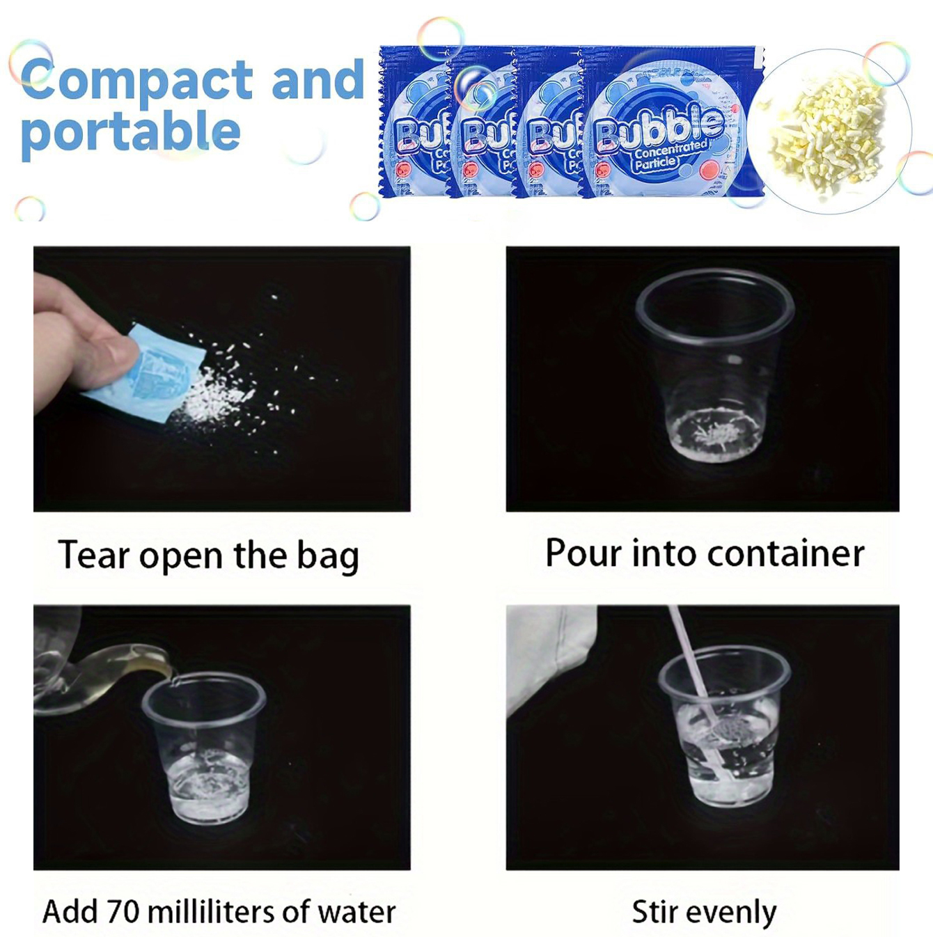 AliExpress 20/40 Pack Concentrated Bubble Solution Refill, For All Bubble Blowers, Bubble Machines, Birthday Party Outdoor Activities Gift, view 4