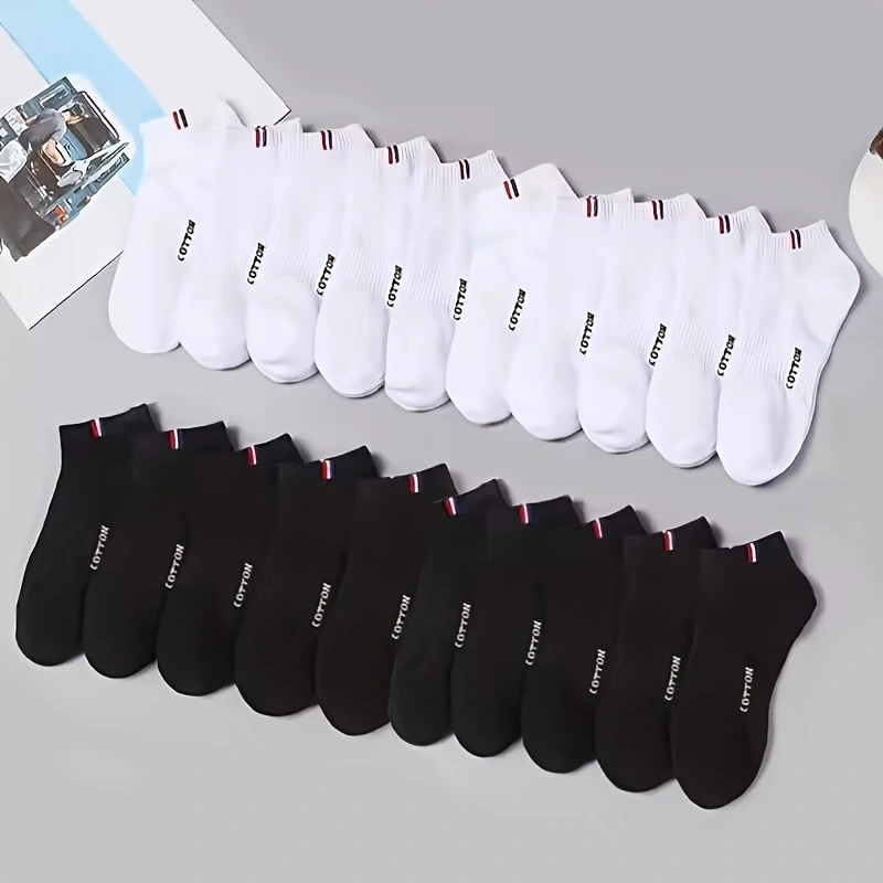 AliExpress 20/50 Pairs of High-Quality Soft and Comfortable Men's Sports Socks Casual and Breathable Black and White Short Socks, view 2