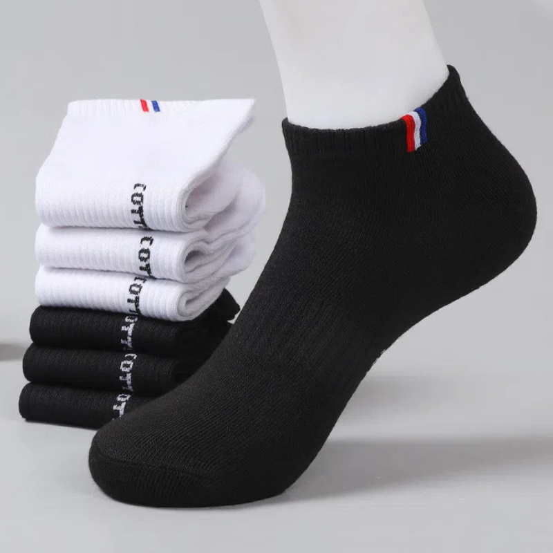 AliExpress 20/50 Pairs of High-Quality Soft and Comfortable Men's Sports Socks Casual and Breathable Black and White Short Socks, view 3
