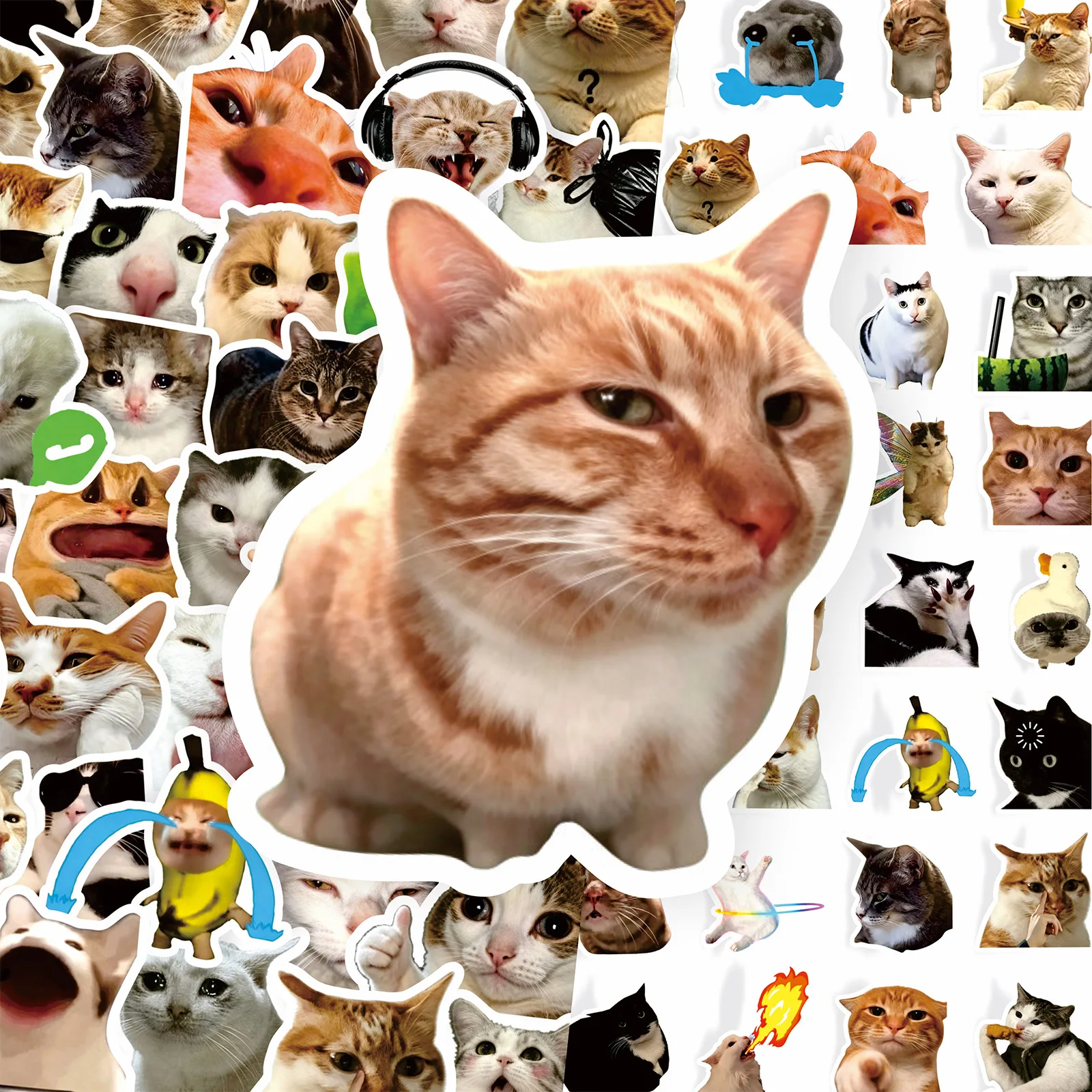 AliExpress 20/500 Pcs Funny Cat Meme Stickers Set Cute Cat Expressions DIY Notebook Decorations Fun Cat Memes for Journaling And Planners, view 2