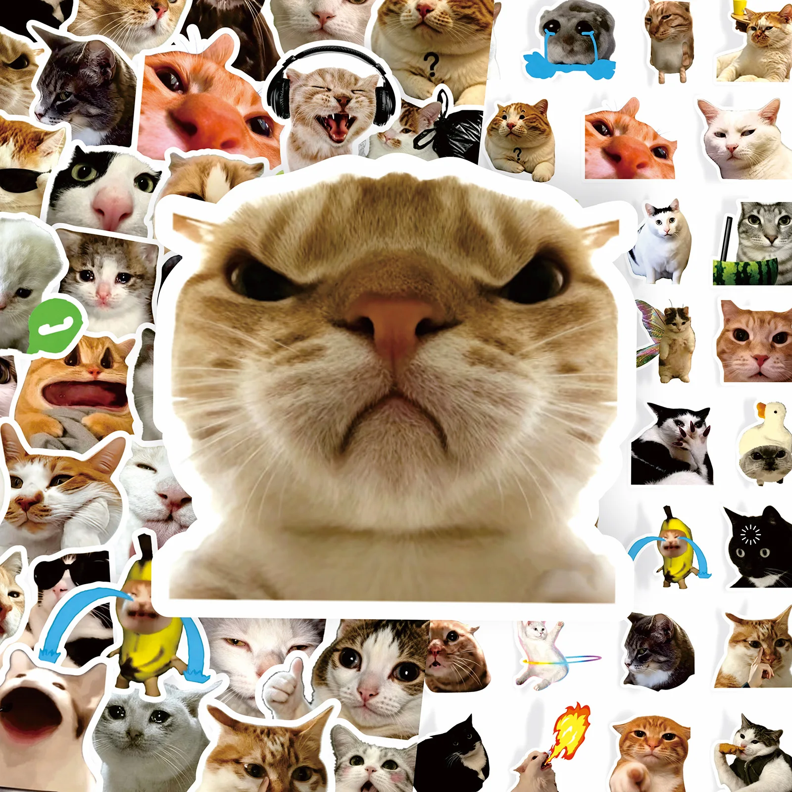 AliExpress 20/500 Pcs Funny Cat Meme Stickers Set Cute Cat Expressions DIY Notebook Decorations Fun Cat Memes for Journaling And Planners, view 6