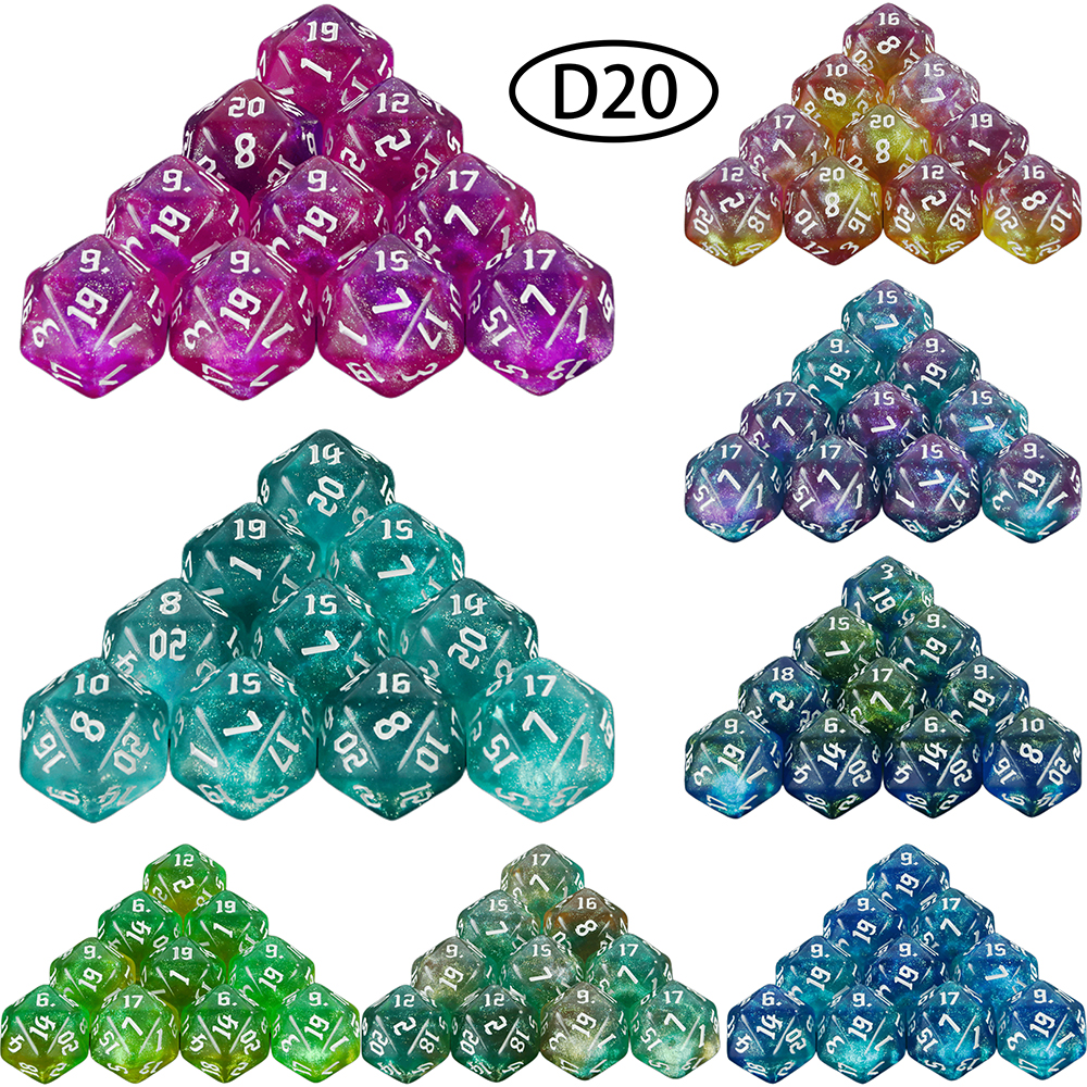 AliExpress 20 Sided Mixed Colours Polyhedral Dice D20 Amazing Glitter Dice for RPG DND Math Teaching Playing Tabletop Games
