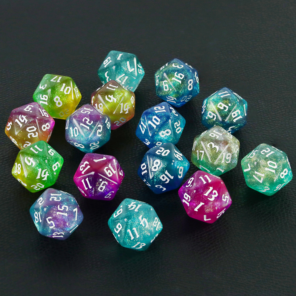 AliExpress 20 Sided Mixed Colours Polyhedral Dice D20 Amazing Glitter Dice for RPG DND Math Teaching Playing Tabletop Games, view 3
