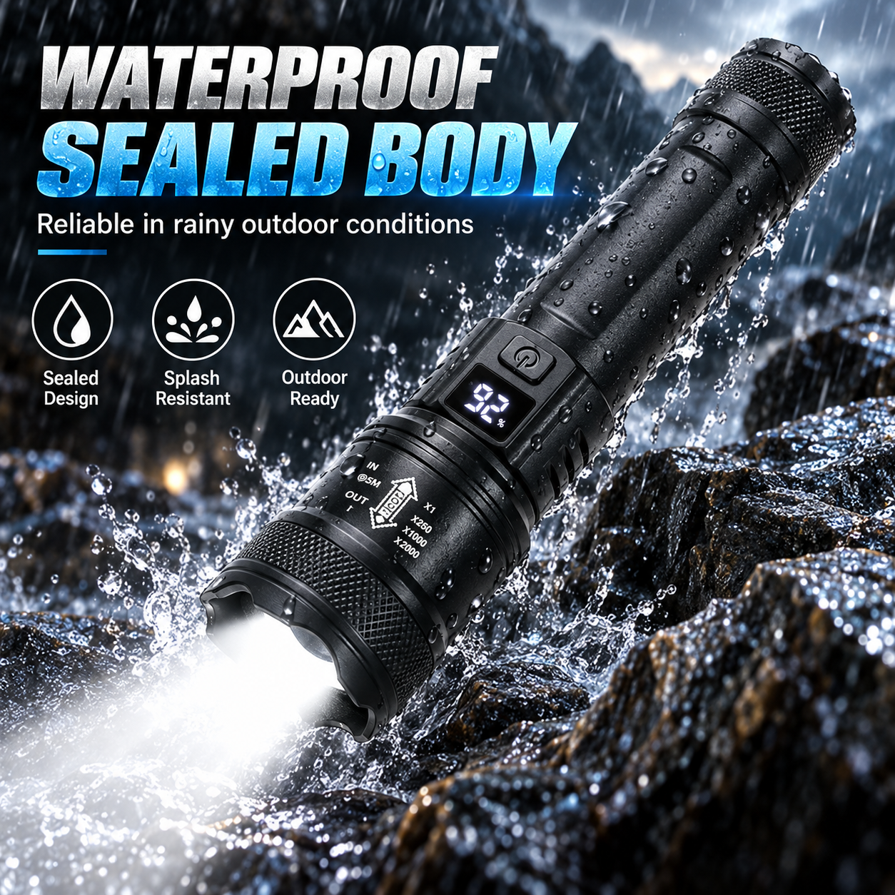 AliExpress Rechargeable Zoom Tactical LED Flashlight (2000LM), view 2