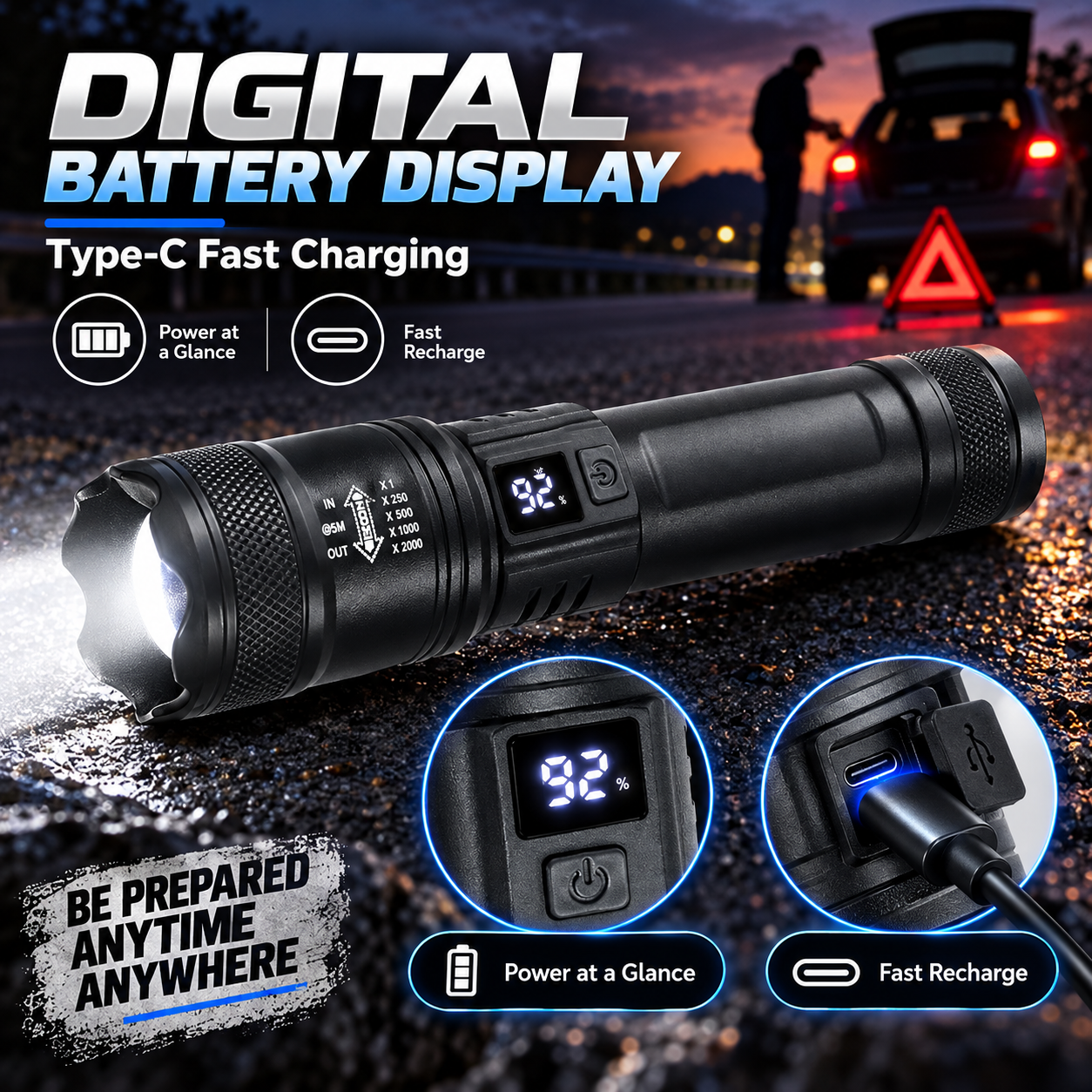 AliExpress Rechargeable Zoom Tactical LED Flashlight (2000LM), view 4