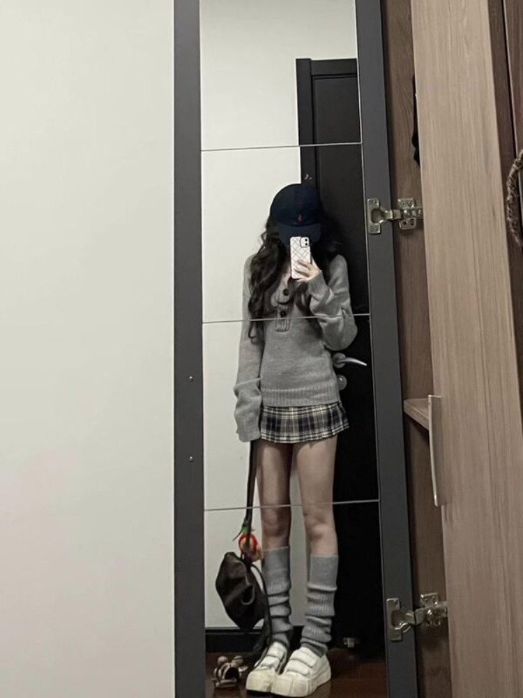 AliExpress 2000s Y2k Gray Long Sleeve Vintage Sweaters Mujer Autumn Winter New Chic Knitted Pullover Fashion Slim Fit Long Sleeve Top Women, view 5