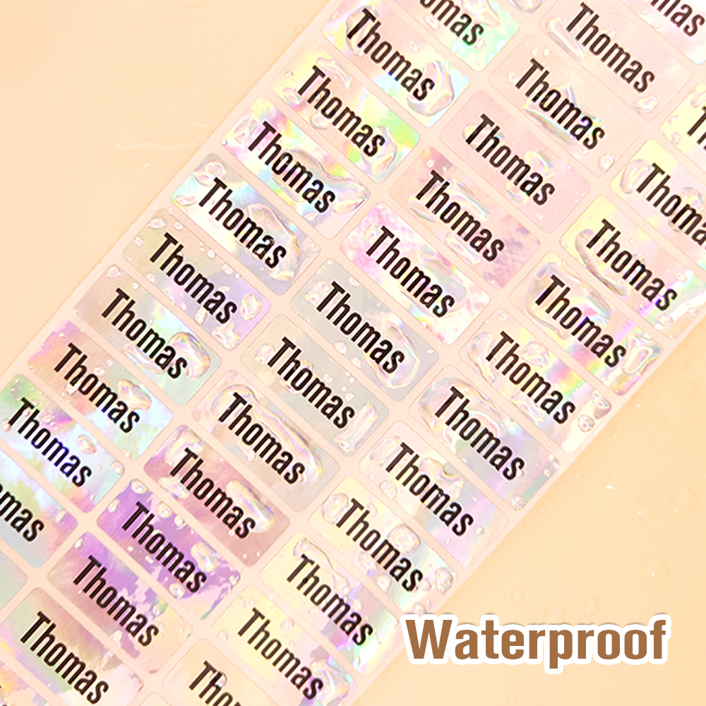 AliExpress 200Pcs Custom Waterproof Hebrew Name Stickers Personalized Children Hologram Label  Sticker With Students School Stationery Tag, view 2