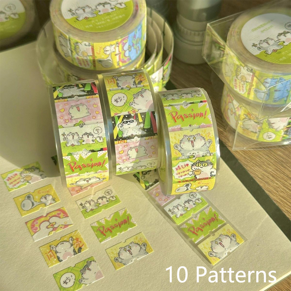 AliExpress 200pcs/Roll Transparent Cute Cats Stickers for Kids Funny Animal MEME Decals Waterproof Decorative Scrapbooking Phone Case, view 2