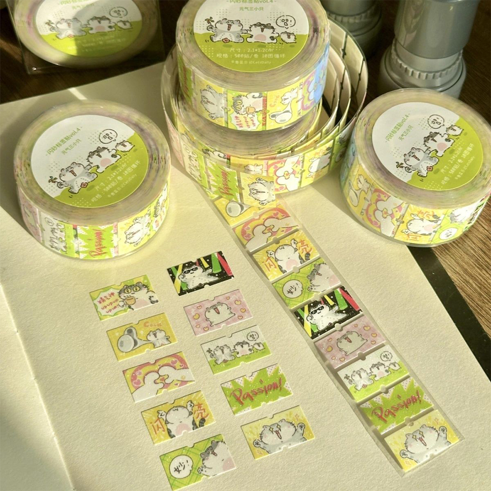 AliExpress 200pcs/Roll Transparent Cute Cats Stickers for Kids Funny Animal MEME Decals Waterproof Decorative Scrapbooking Phone Case, view 3