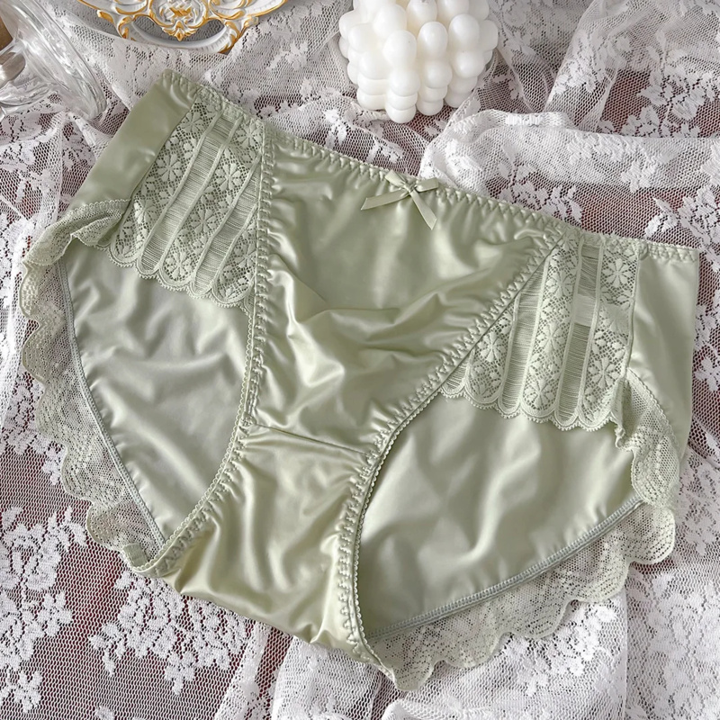 AliExpress 2023 New High End Satin Traceless Ice Silk Skincare Lightweight, Breathable Sexy Pure Desire Large Mid Waist Underwear for Women, view 6