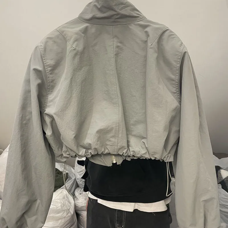 AliExpress 2024 Autumn Vintage Women's Windbreaker Cropped Jackets Harajuku Oversized Streetwear Long Sleeve Fashion Female Elegant Top, view 5