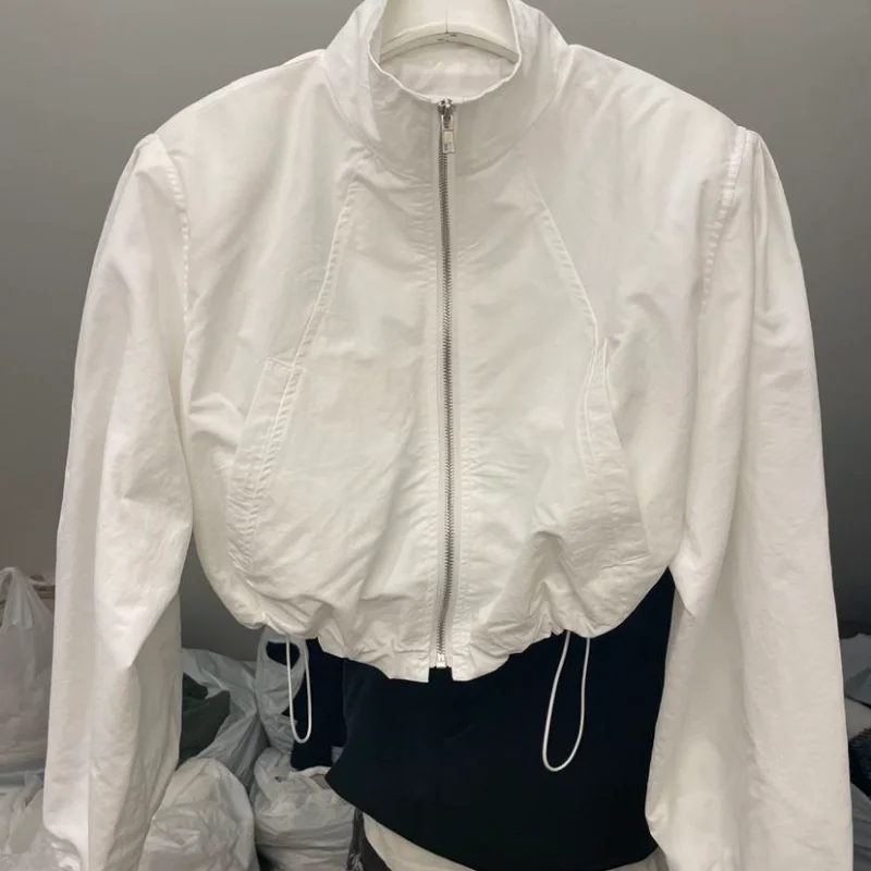 AliExpress 2024 Autumn Vintage Women's Windbreaker Cropped Jackets Harajuku Oversized Streetwear Long Sleeve Fashion Female Elegant Top, view 6