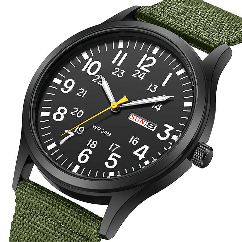 AliExpress TPW Field Watch with Fabric Strap and 24-Hour Dial