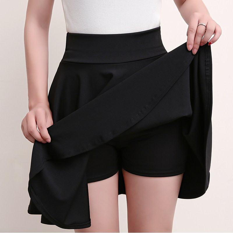 AliExpress 2025 Flared Skirts Women's Basic Shorts Skirt Fashion Versatile Black Casual Mini Skater Medium Pleated Fluffy Skirt Plus Size